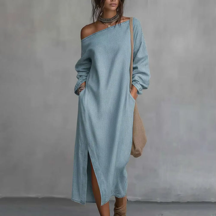 Giulia | Elegante Abito Lungo in Cotone e Lino