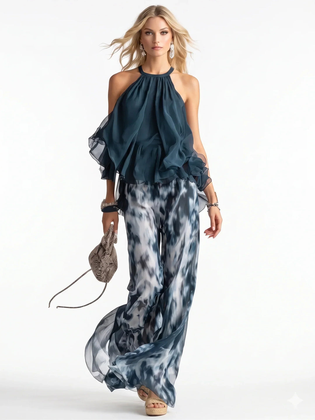 Completo elegante due pezzi in chiffon