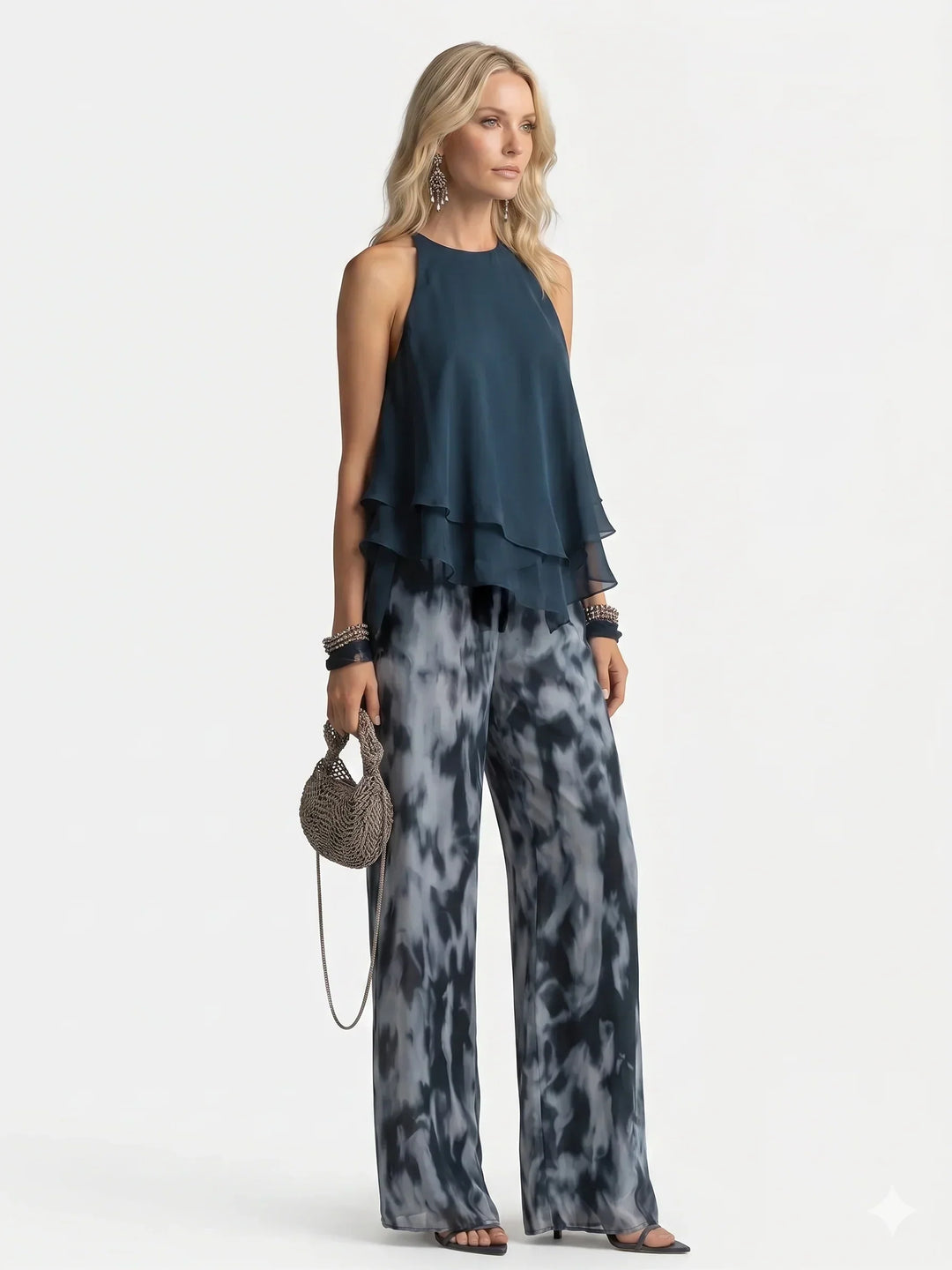 Completo elegante due pezzi in chiffon
