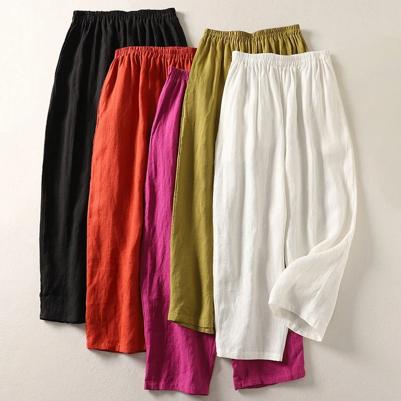 Amalia™ — Pantaloni morbidi in cotone e lino