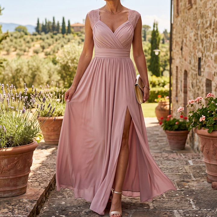 Klaudia | Abito Maxi con Dettagli in Pizzo
