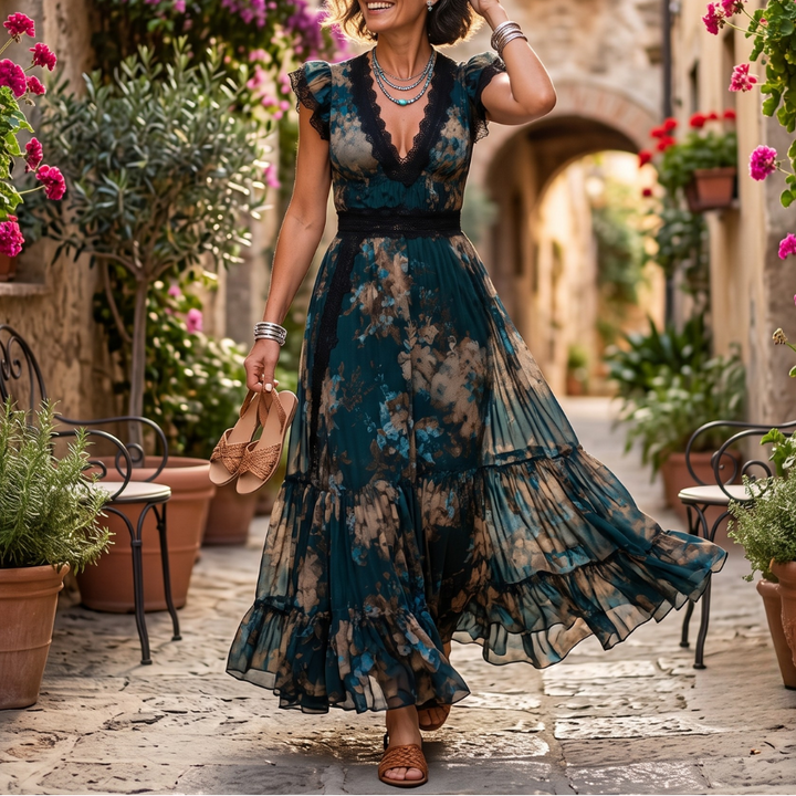 Ginevra | Abito Maxi dal Fascino Floreale
