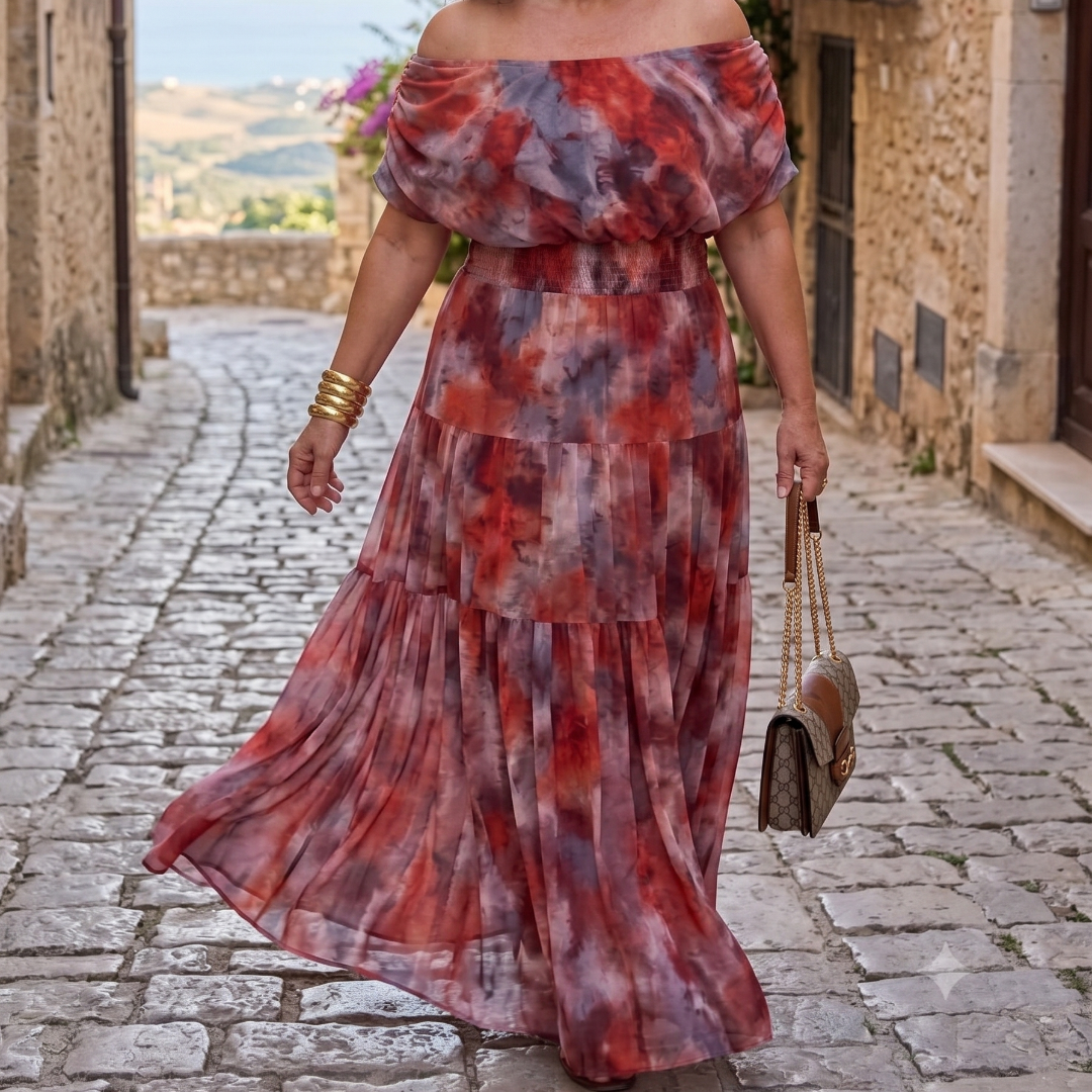 Lavinia | Abito Lungo con effetto acquerello