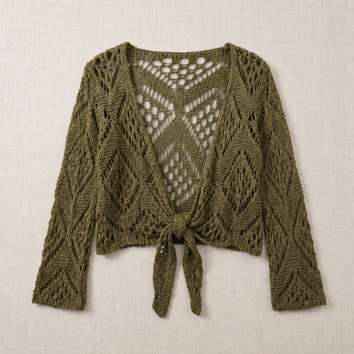 Bianca | Cardigan in Cotone Lavorato all'Uncinetto