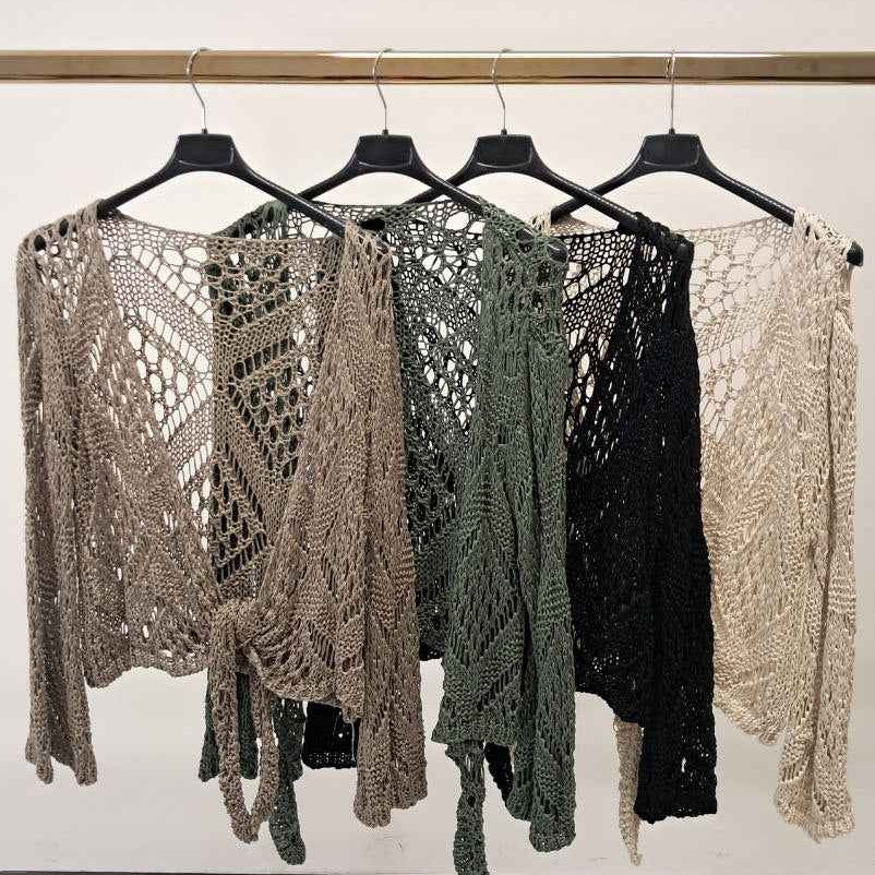 Bianca | Cardigan in Cotone Lavorato all'Uncinetto