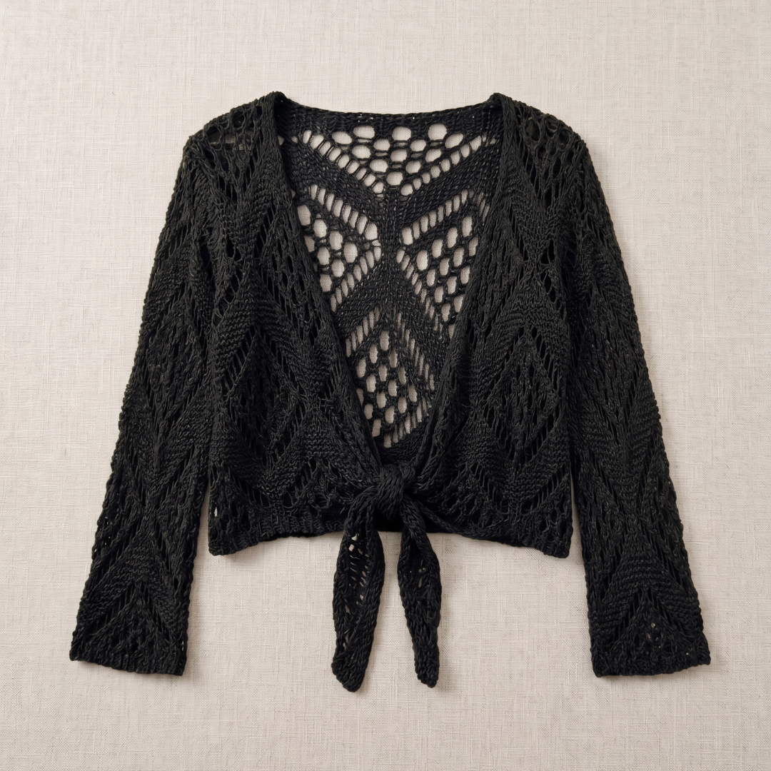 Bianca | Cardigan in Cotone Lavorato all'Uncinetto