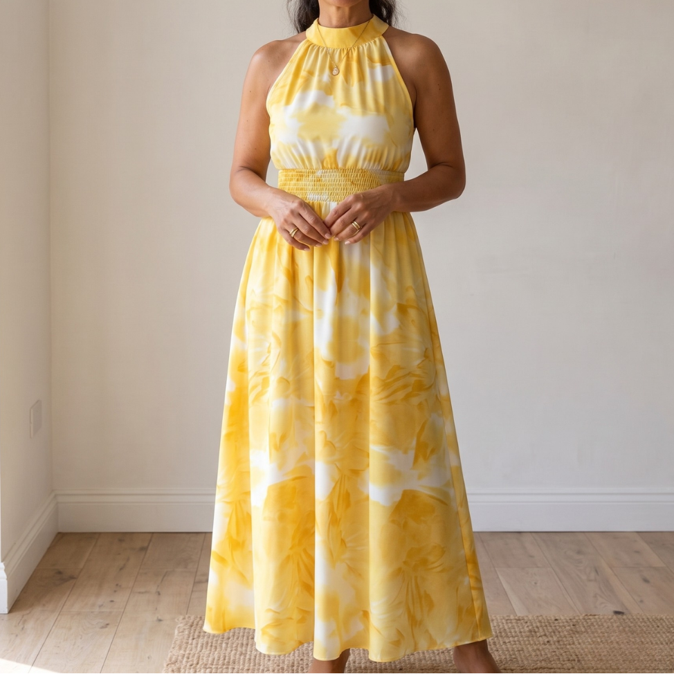 Lucia | Elegante Abito Maxi con Collo Halter