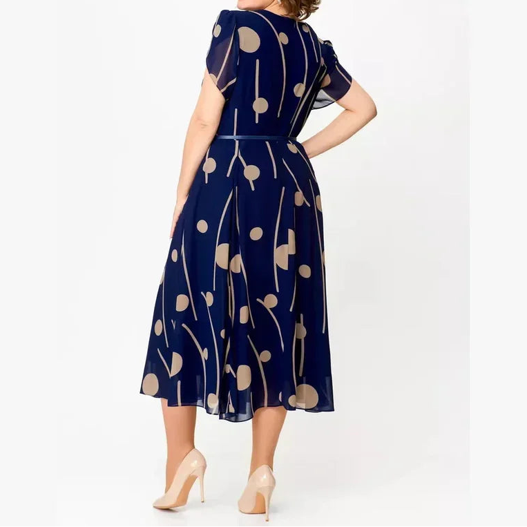 Ivy | Abito midi in chiffon con stampa a pois