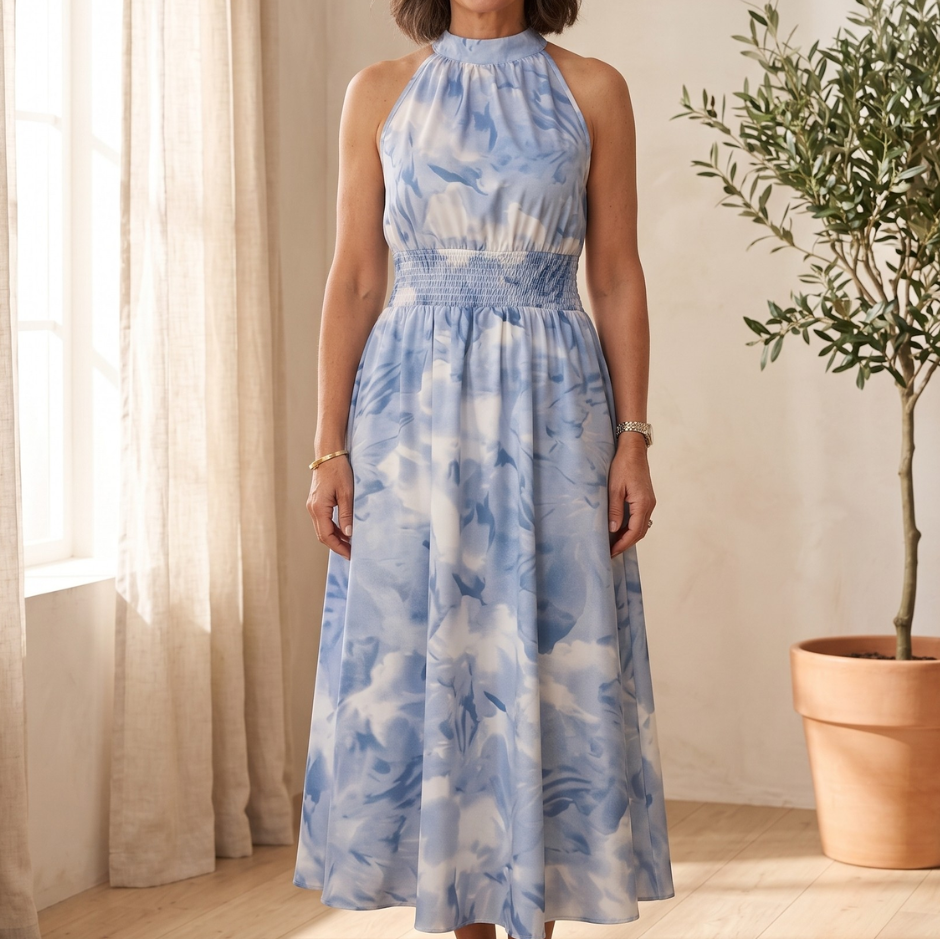 Lucia | Elegante Abito Maxi con Collo Halter