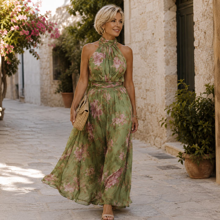 Livie | Maxikleid mit floralem Halter