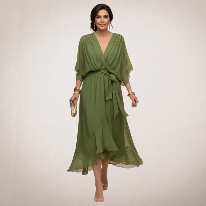 La Scintilla | Abito in chiffon con scollatura a V