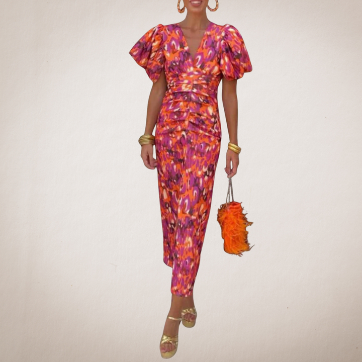 Amelia™ | Abito Midi Plissettato Vivid