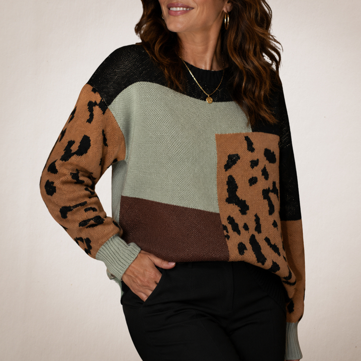 Le Clair | Maglione patchwork leopardato