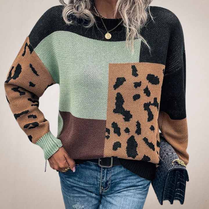 Le Clair | Maglione patchwork leopardato