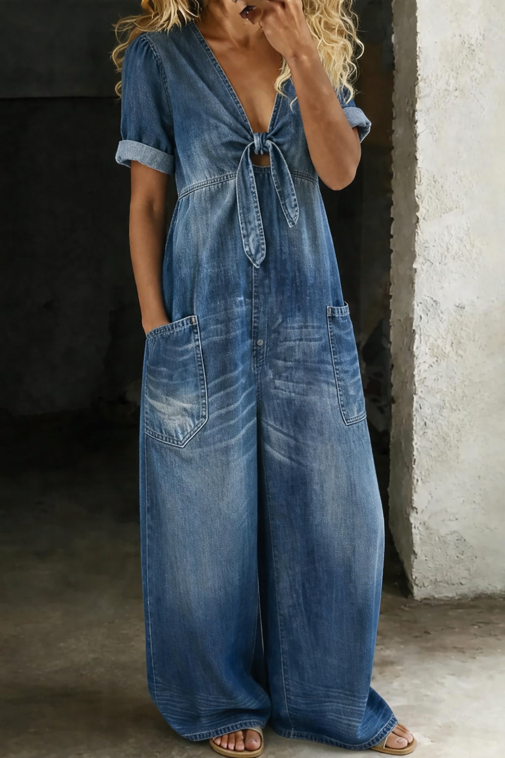 Benigna™ | Tuta in denim a maniche corte