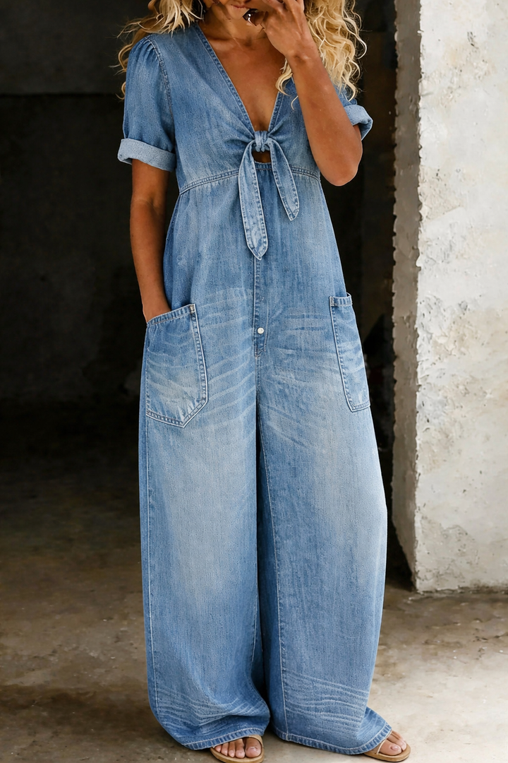 Benigna™ | Tuta in denim a maniche corte