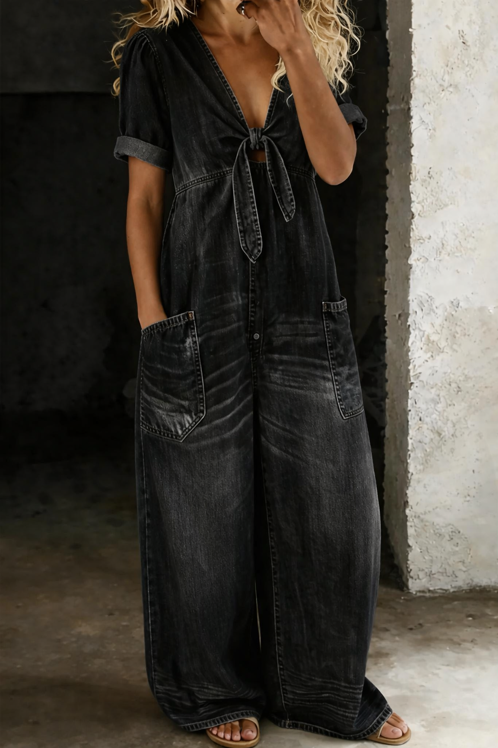 Benigna™ | Tuta in denim a maniche corte