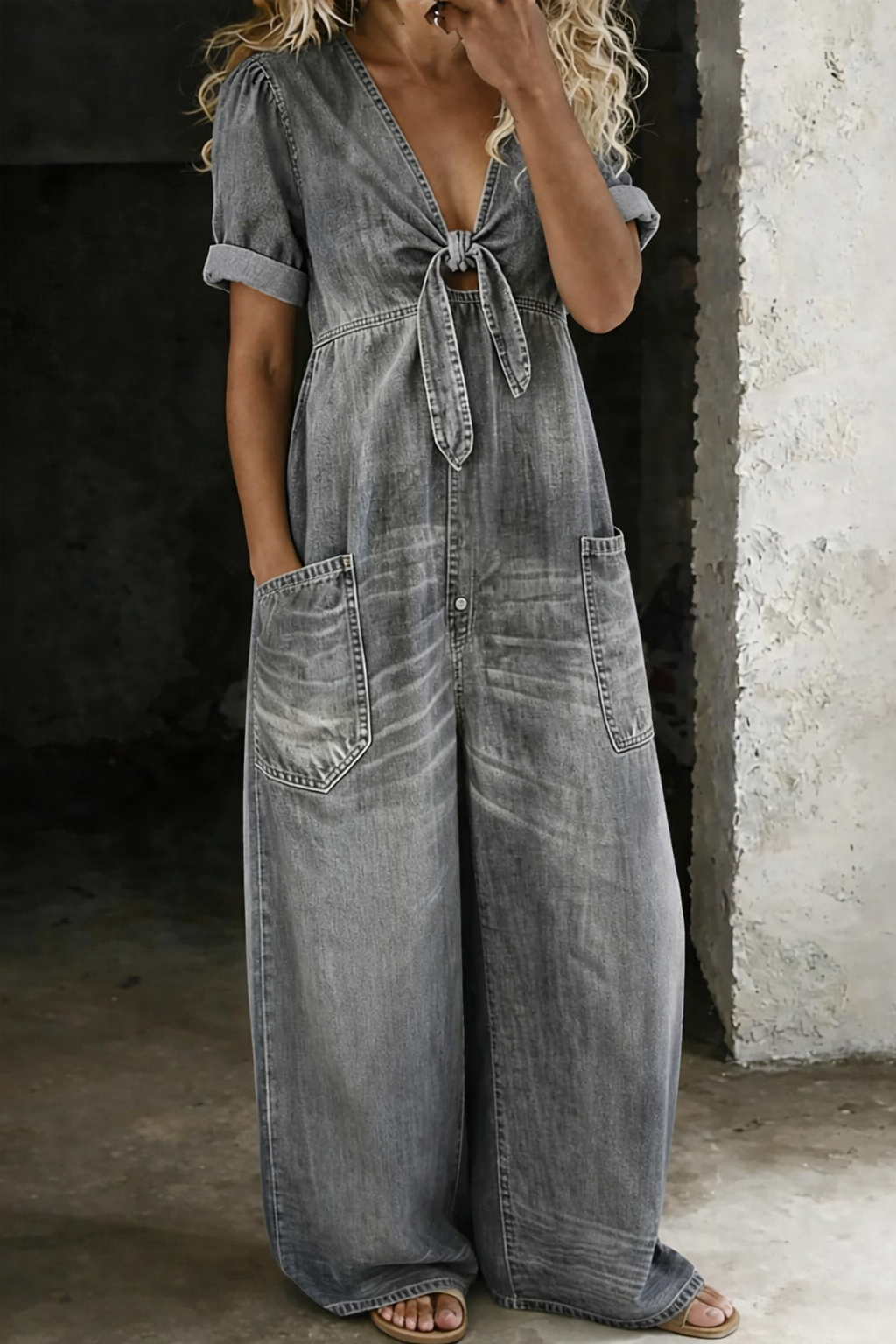 Benigna™ | Tuta in denim a maniche corte