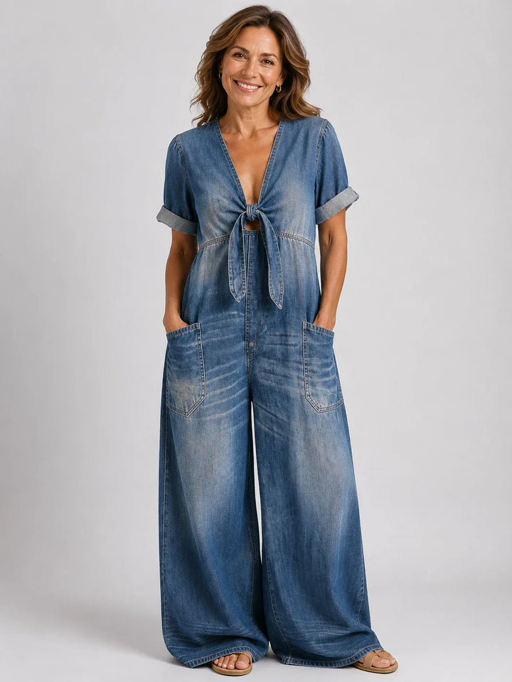 Benigna™ | Tuta in denim a maniche corte