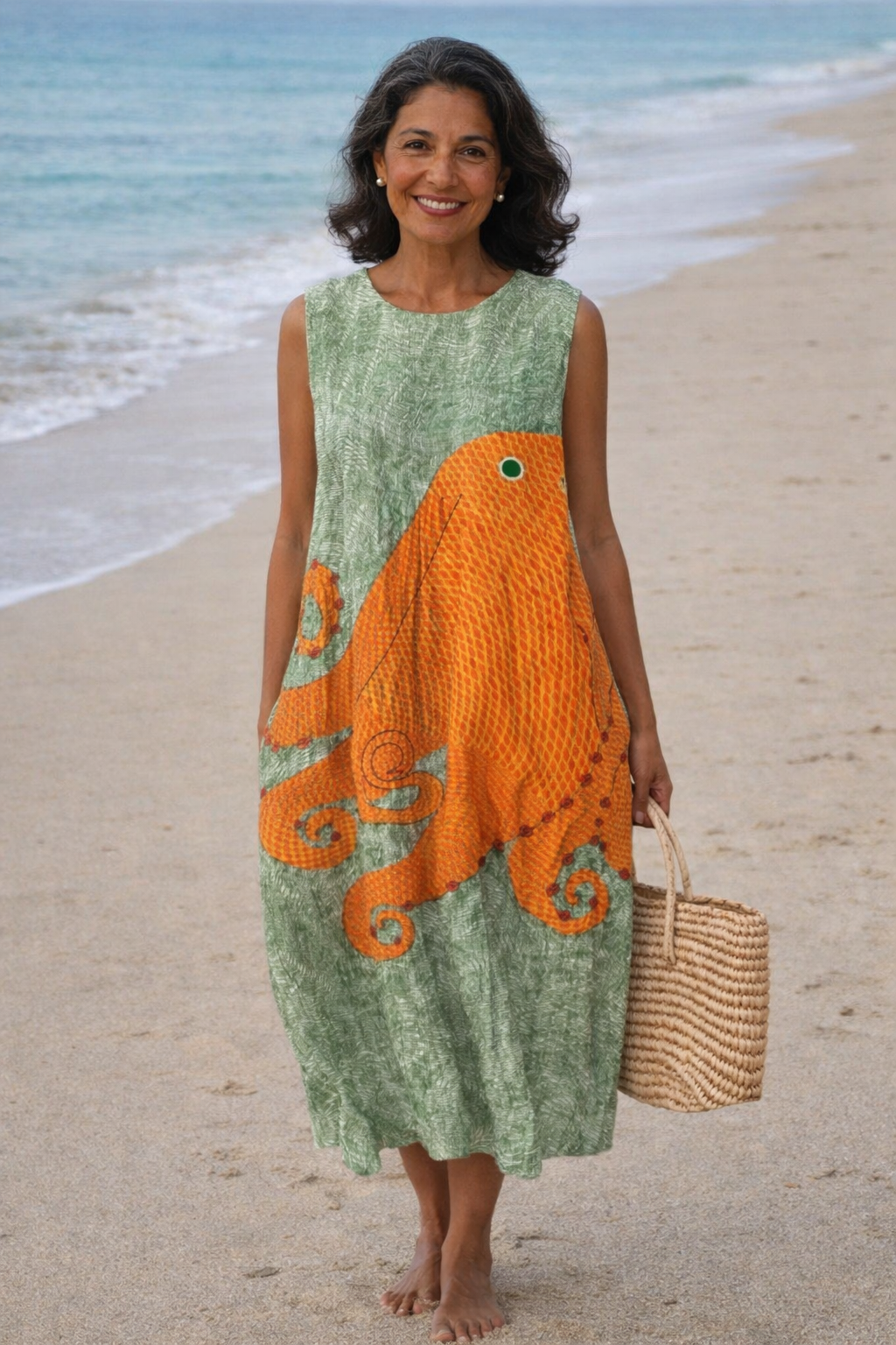 Teresa | Vestito midi in stile oceanico