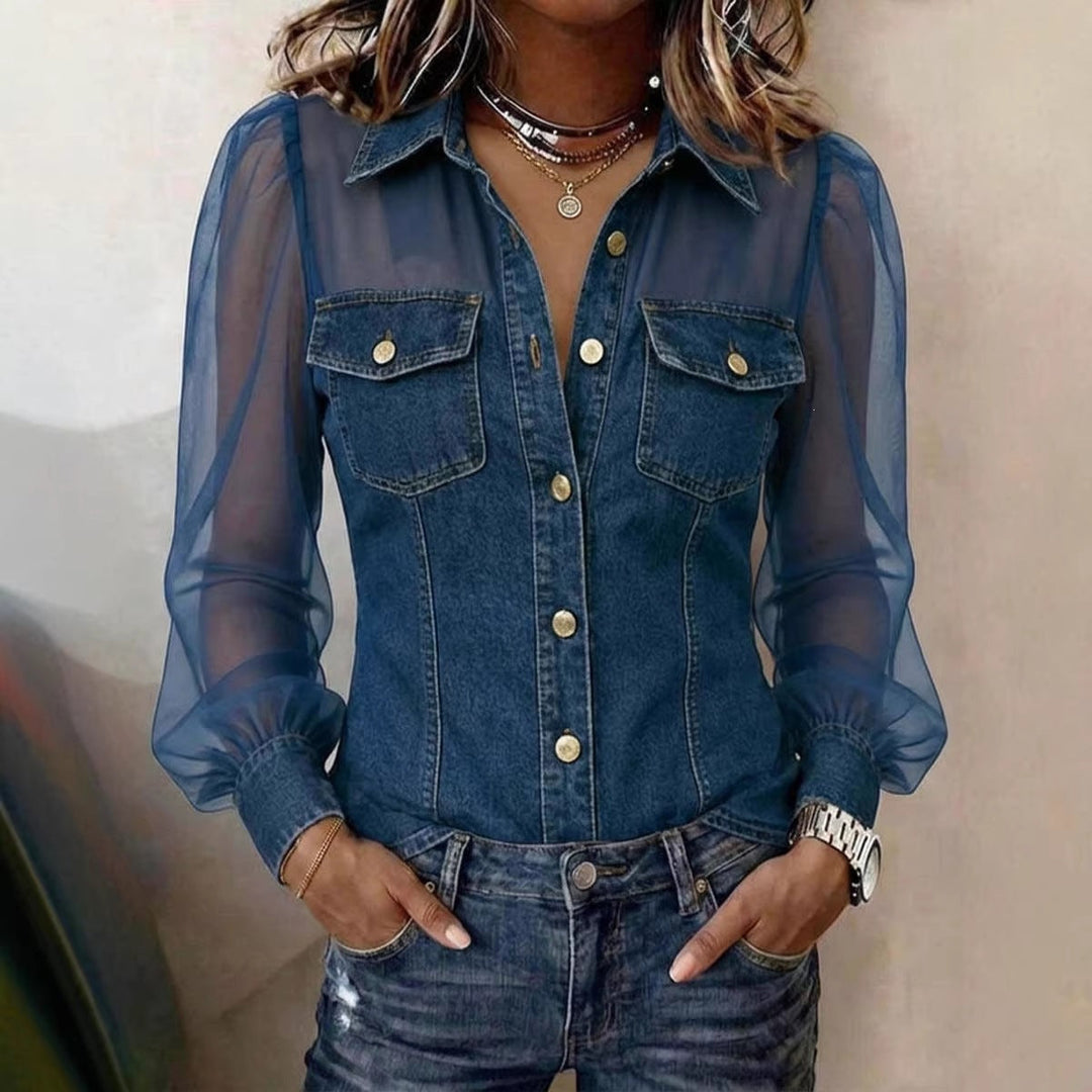 Elodie | Elegante camicetta effetto denim