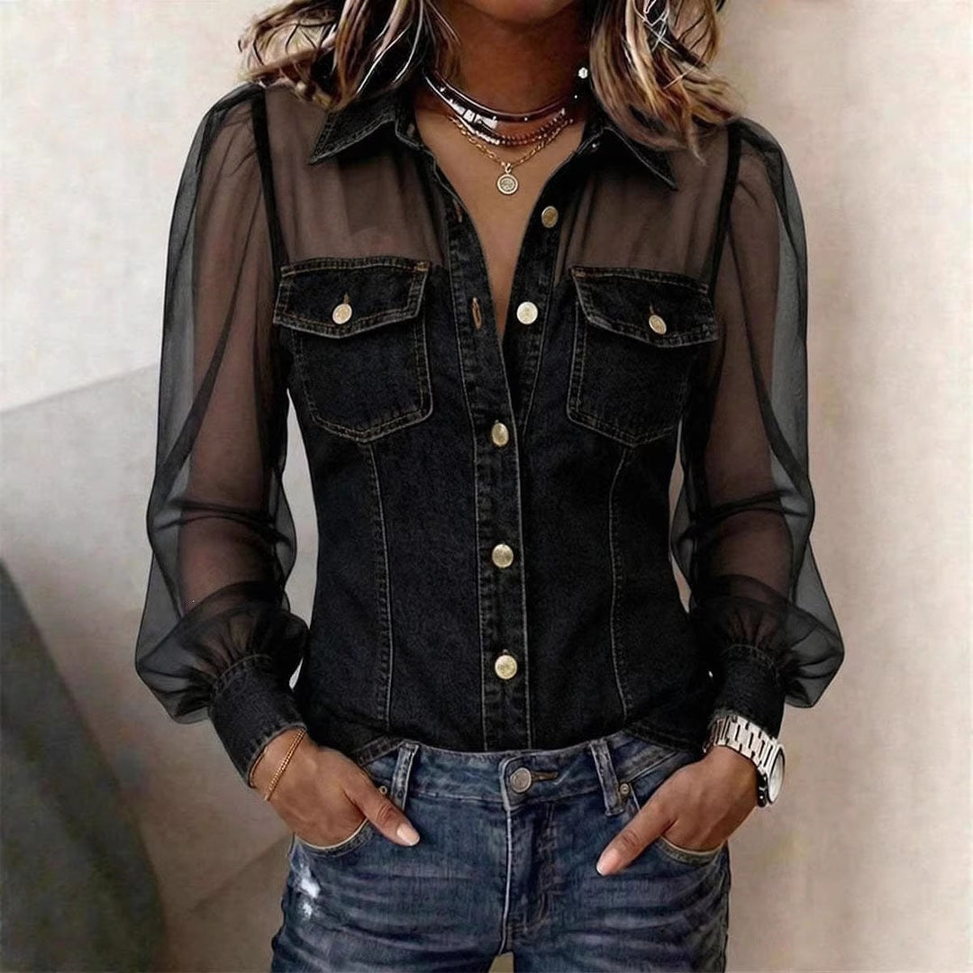 Elodie | Elegante camicetta effetto denim