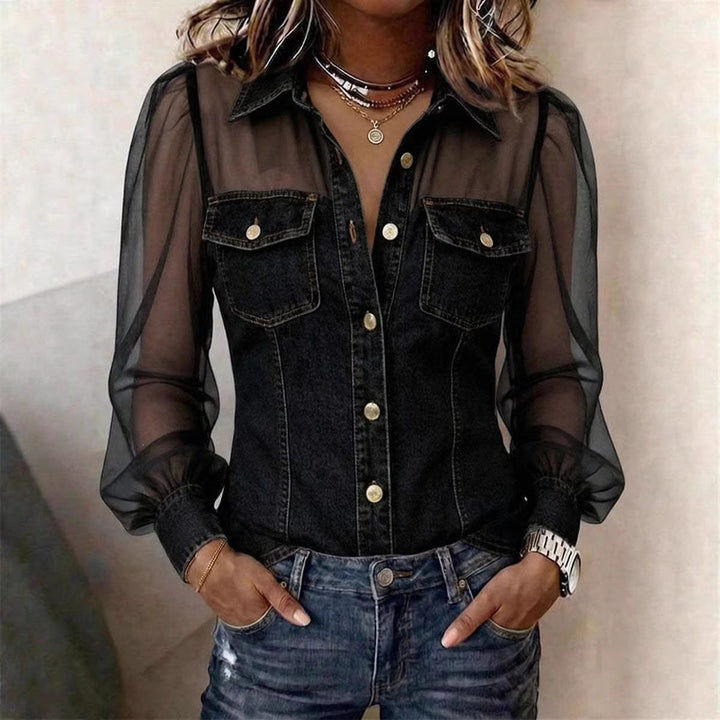 Elodie | Elegante camicetta effetto denim
