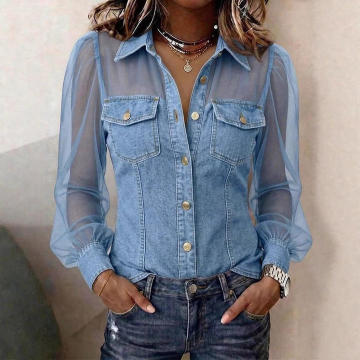 Elodie | Elegante camicetta effetto denim