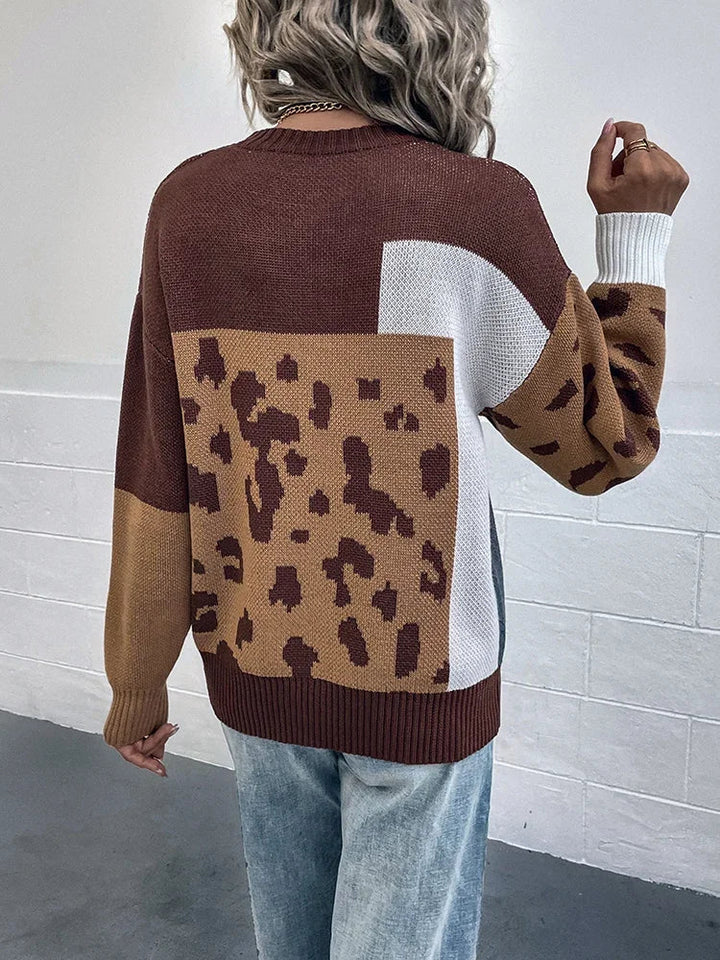 Le Clair | Maglione patchwork leopardato