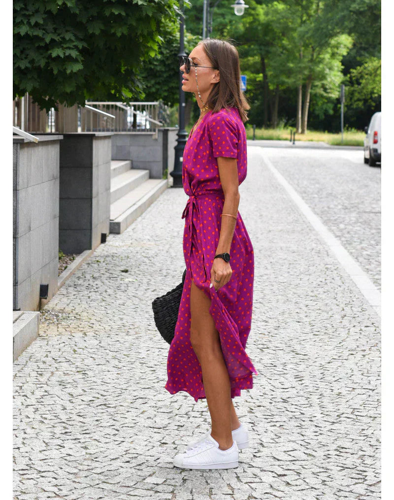 Julia - Abito elegante con scollo a V e linea modellante