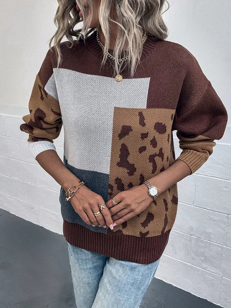 Le Clair | Maglione patchwork leopardato