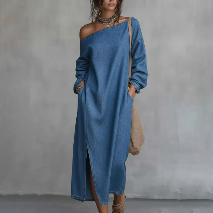 Giulia | Elegante Abito Lungo in Cotone e Lino