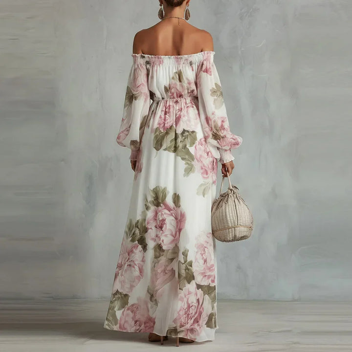 Peonia | Abito Maxi Floreale Off Shoulder