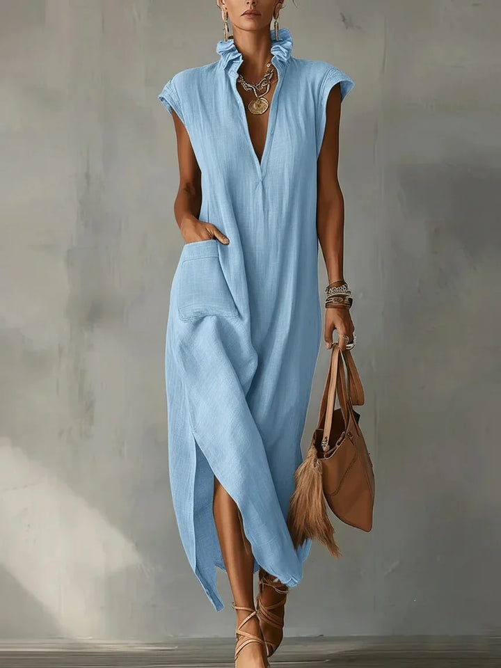 Alessia | Elegante Abito Lungo con Scollo a V