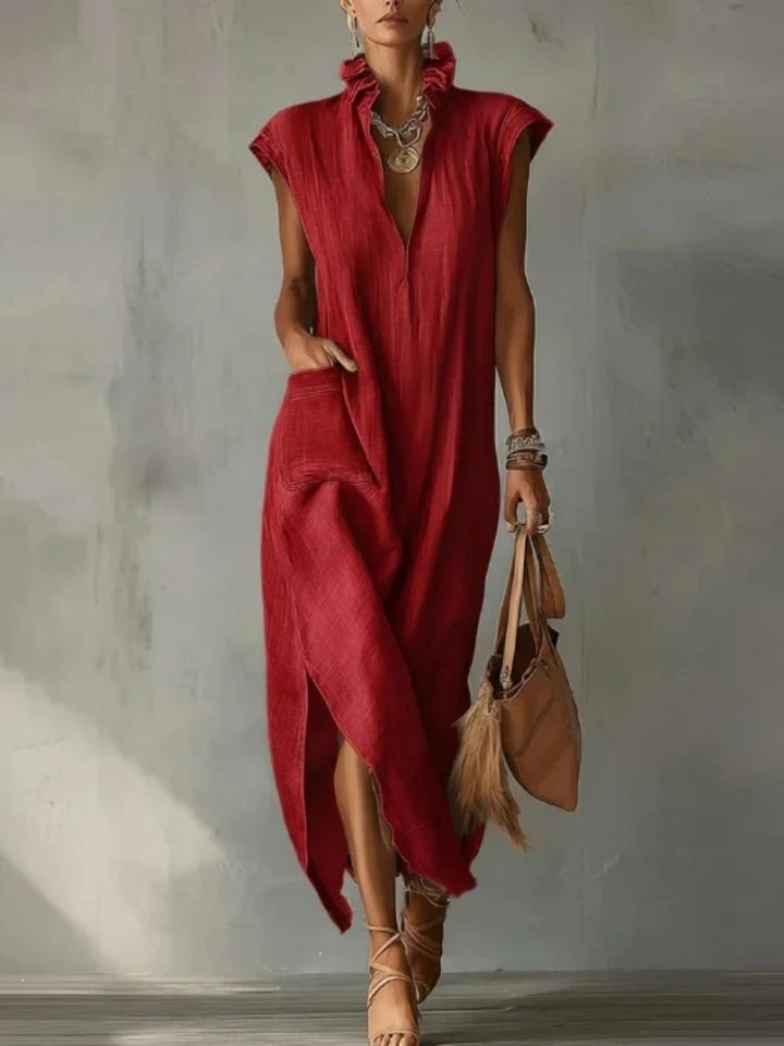Alessia | Elegante Abito Lungo con Scollo a V