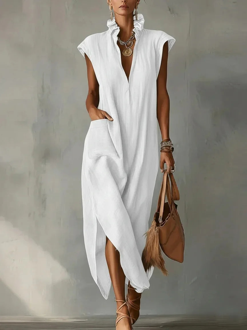Alessia | Elegante Abito Lungo con Scollo a V