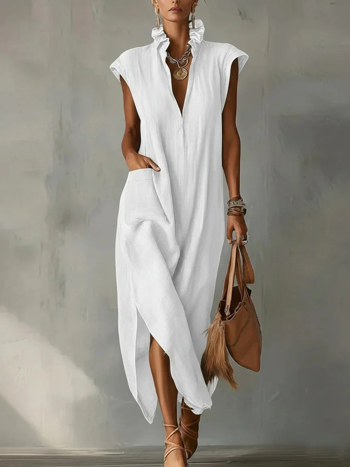 Alessia | Elegante Abito Lungo con Scollo a V