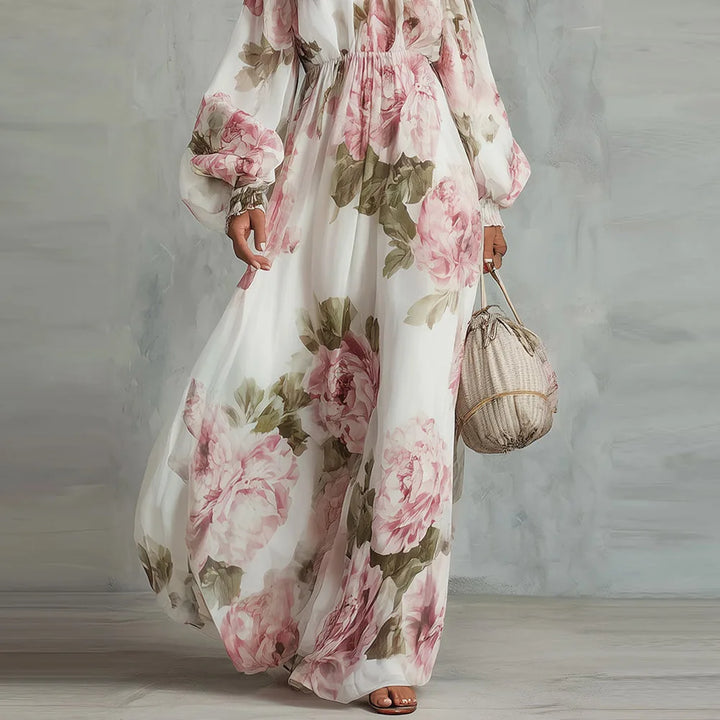 Peonia | Abito Maxi Floreale Off Shoulder