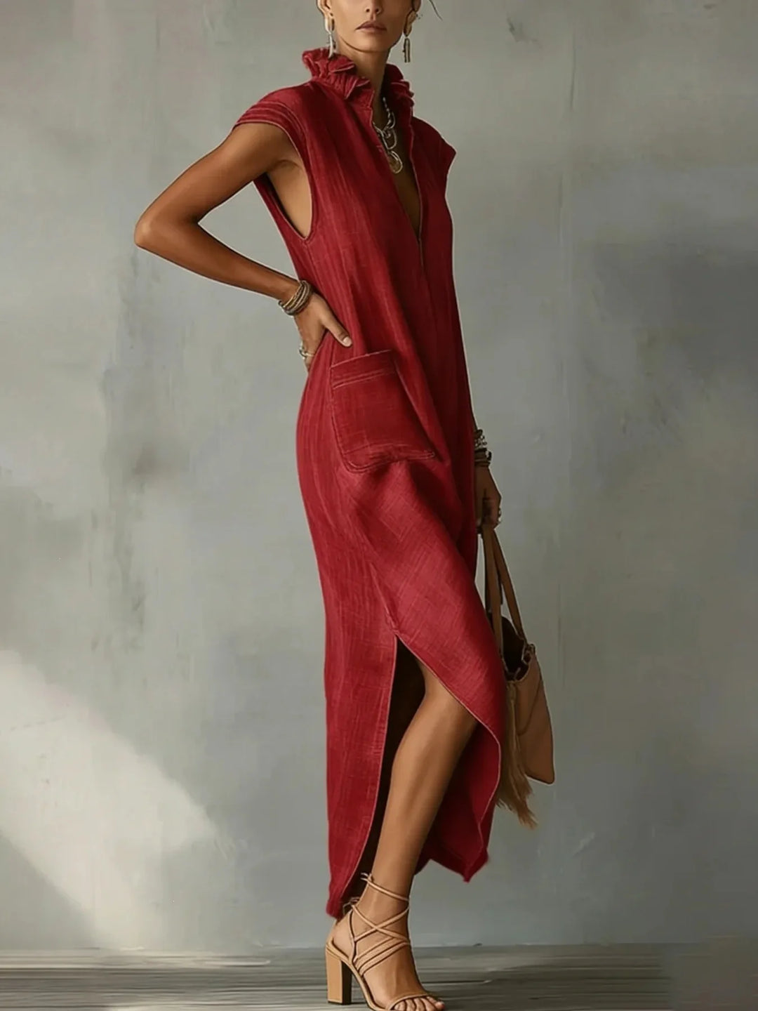 Alessia | Elegante Abito Lungo con Scollo a V