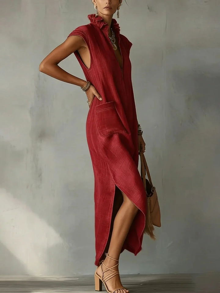 Alessia | Elegante Abito Lungo con Scollo a V