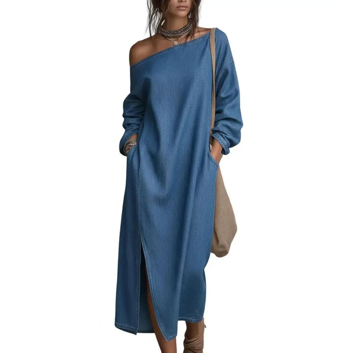 Giulia | Elegante Abito Lungo in Cotone e Lino
