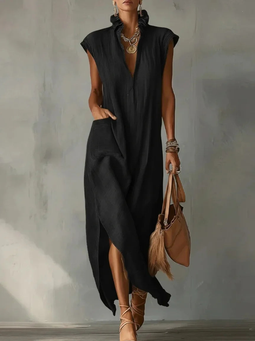 Alessia | Elegante Abito Lungo con Scollo a V