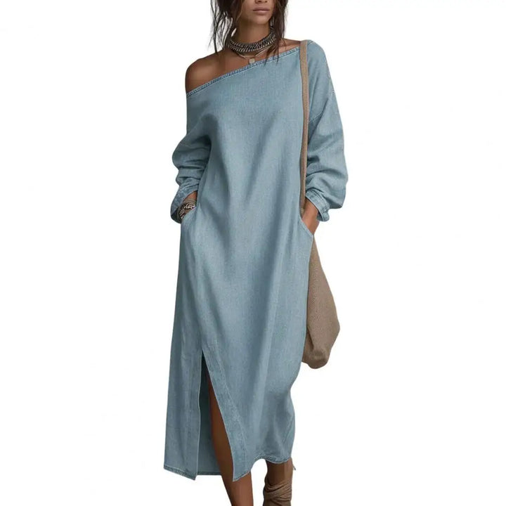 Giulia | Elegante Abito Lungo in Cotone e Lino