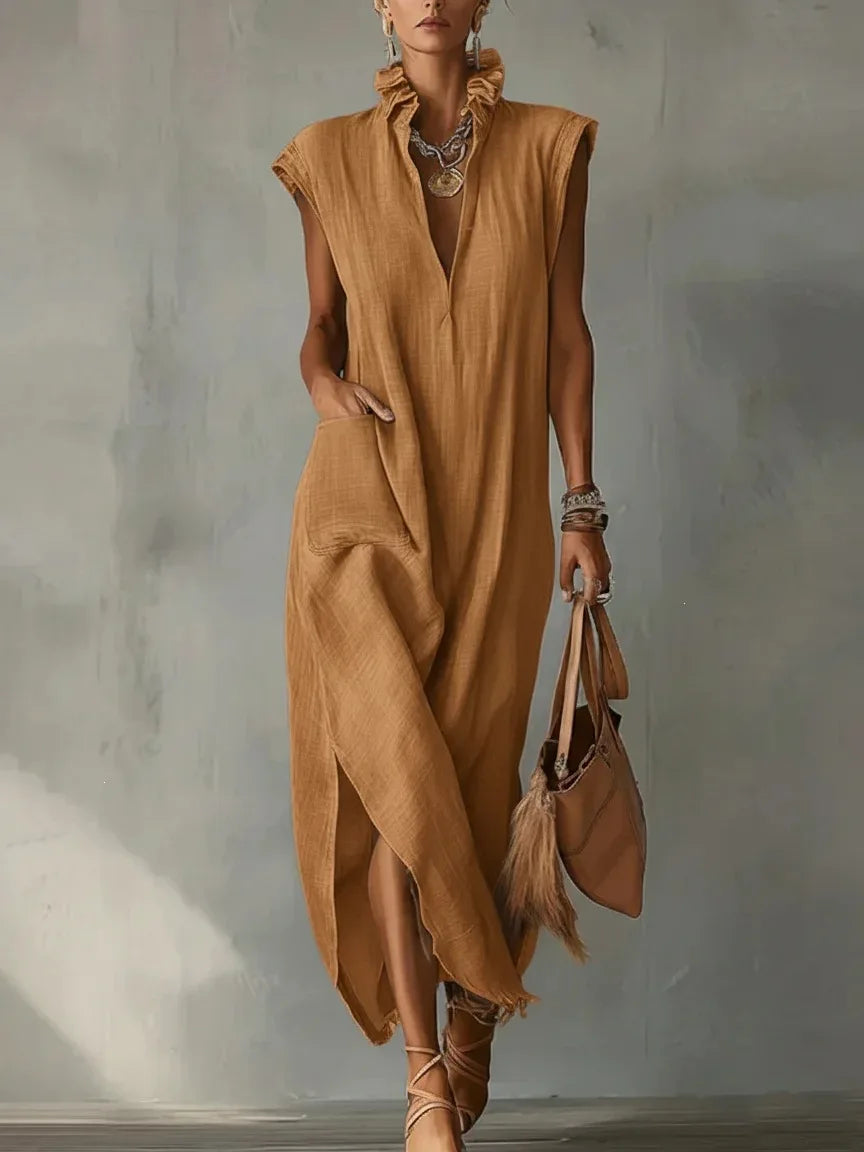 Alessia | Elegante Abito Lungo con Scollo a V