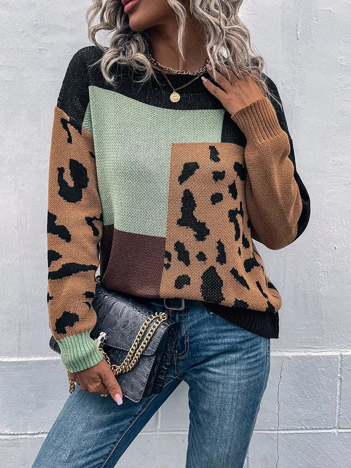Le Clair | Maglione patchwork leopardato