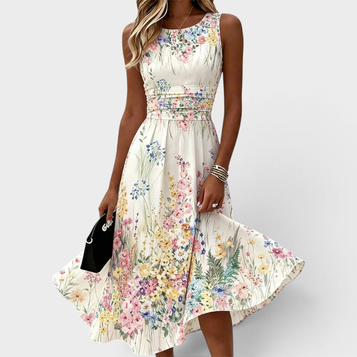 Tanya | Abito midi floreale senza maniche
