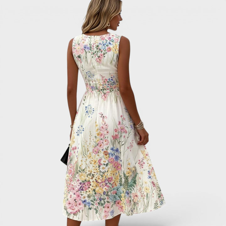 Tanya | Abito midi floreale senza maniche