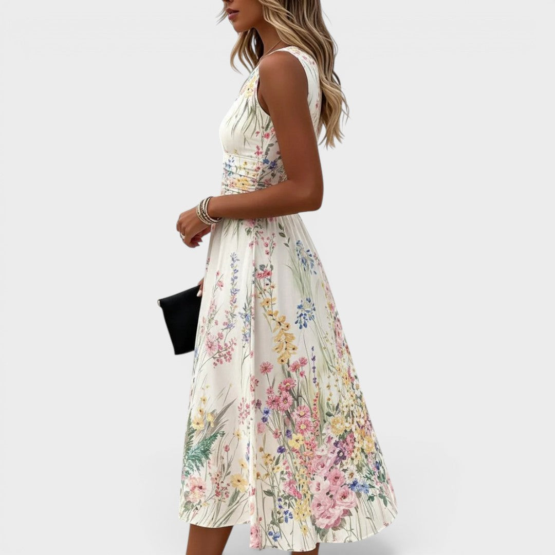 Tanya | Abito midi floreale senza maniche