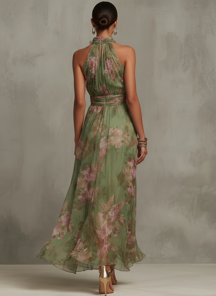 Livie | Maxikleid mit floralem Halter