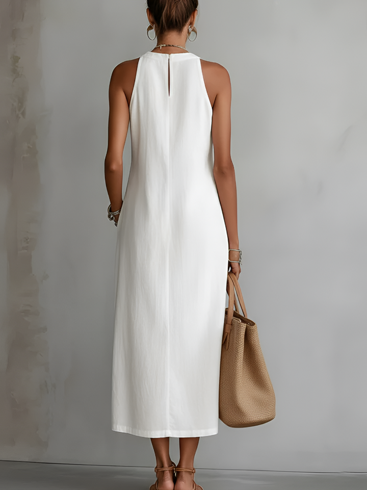 Jimena | Abito midi con colletto ricamato